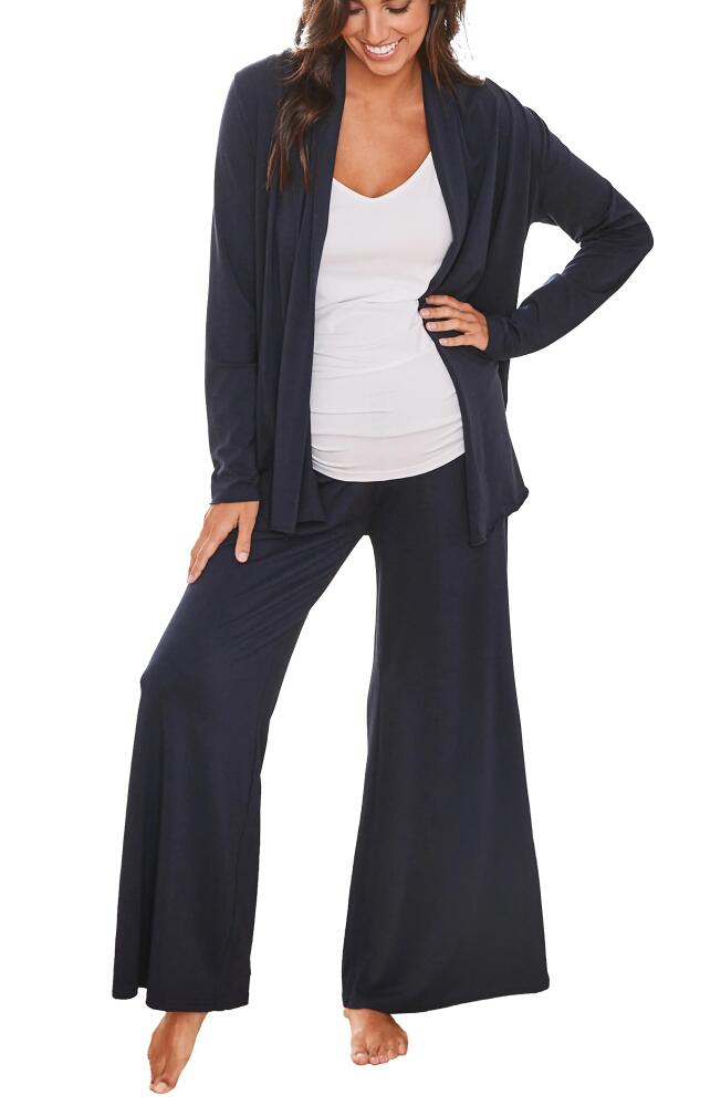 Angel Maternity Street to Home Maternity/Nursing Cardigan, Camisole & Pants Set in Navy Cover