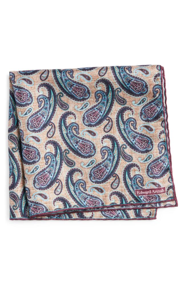 EDWARD ARMAH Paisley Silk Pocket Square in Denim Cover