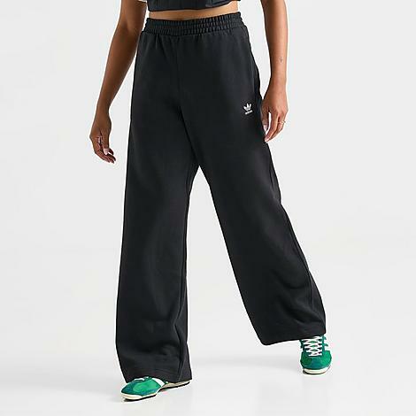 Adidas Women's Originals Wide Leg Fleece Pants in Black/Black Cover