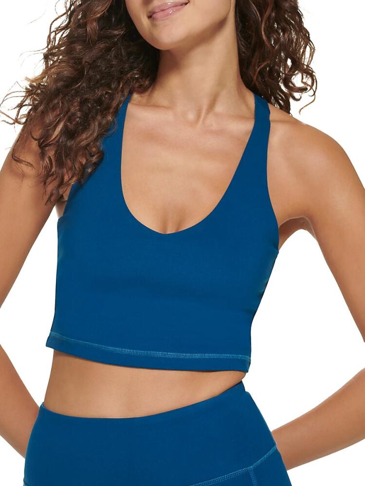 DKNY Sport Logo Racerback Sports Bra - Poseidon Cover