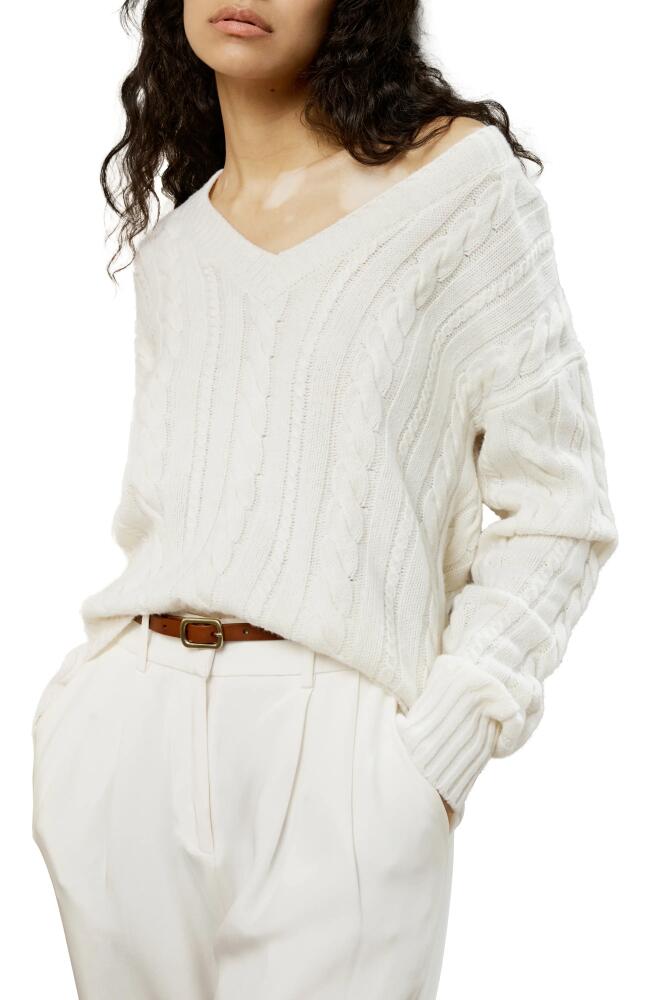 Lilysilk Women's Cable-Knit Wool-Cashmere Blend Sweater in White Cover