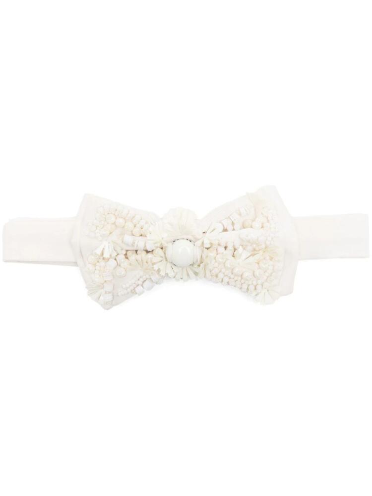 Biyan bead-detailing silk bow tie - Neutrals Cover