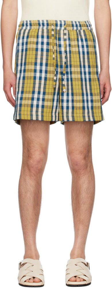 HARAGO Yellow & Blue Check Shorts Cover