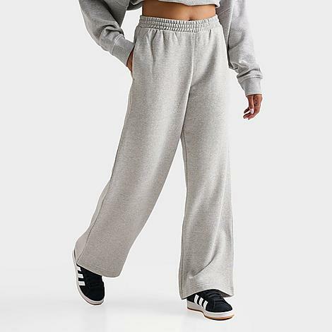 Adidas Women's Originals Wide Leg Fleece Pants in Grey/Medium Grey Heather Cover