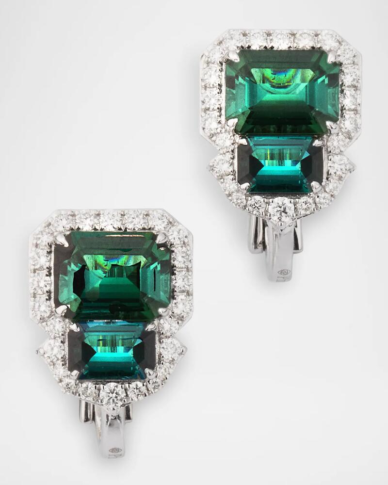 Piranesi 18K White Gold Green Tourmaline and Diamond Earrings Cover