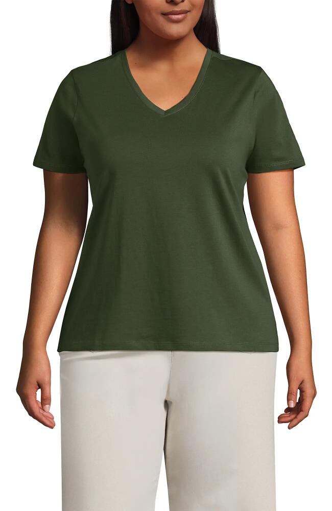 Lands' End Plus Size Relaxed Supima Cotton V-Neck T-Shirt in Estate Green Cover