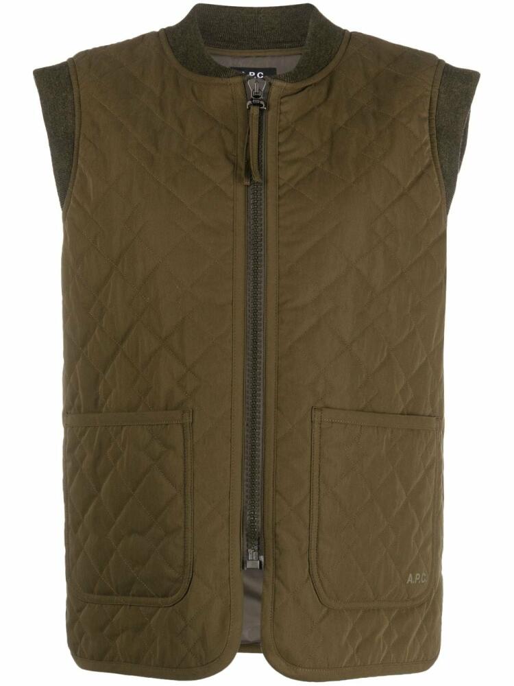 A.P.C. Elea quilted gilet - Green Cover