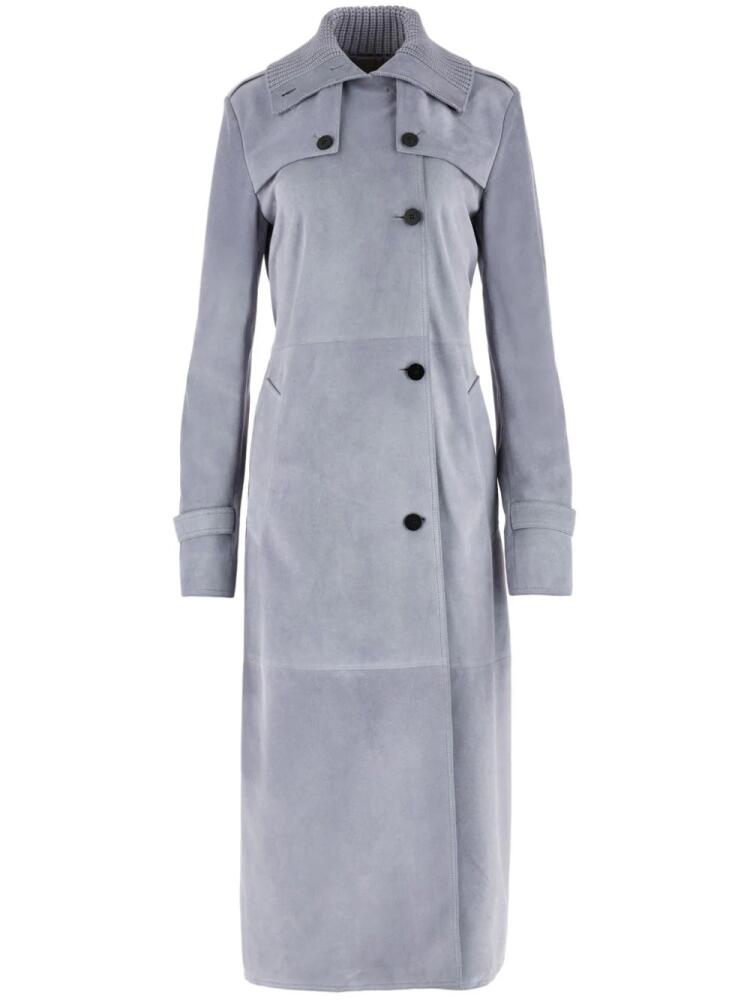 Ferragamo belted suede coat - Grey Cover