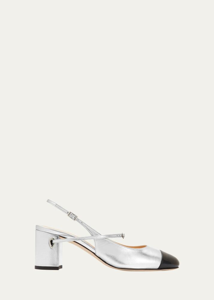 Jennifer Chamandi Mattia Bicolor Leather Slingback Pumps Cover