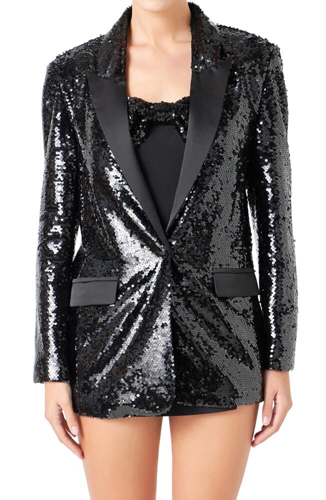 Endless Rose Oversize Sequin Blazer in Black Cover