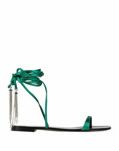 Alexandre Vauthier Woman Sandals Green Textile fibers, Leather, Brass Cover