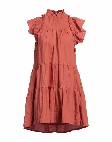 Sea Woman Mini dress Brick red Ramie Cover