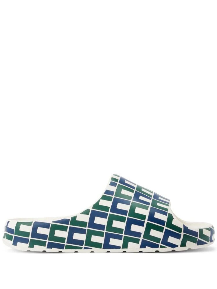 Lacoste geometric-print open-toe slides - White Cover