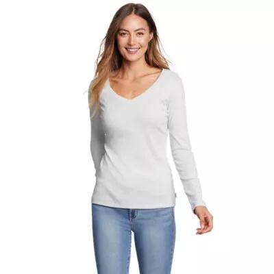 Eddie Bauer Women's Favorite Long-Sleeve V-Neck T-Shirt Cover