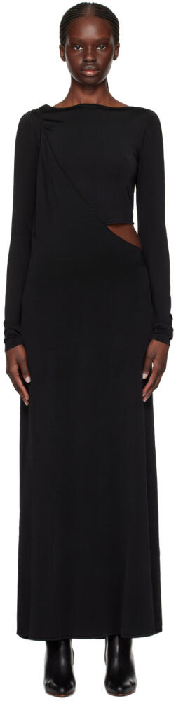 Paris Georgia Black Drape Maxi Dress Cover