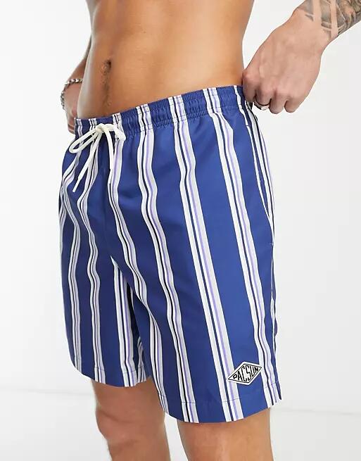 PacSun dusty stripe swim shorts in blue Cover