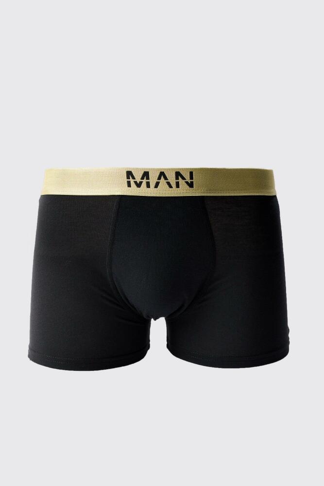 boohoo Mens Man Dash Gold Waistband Boxers In Black Cover