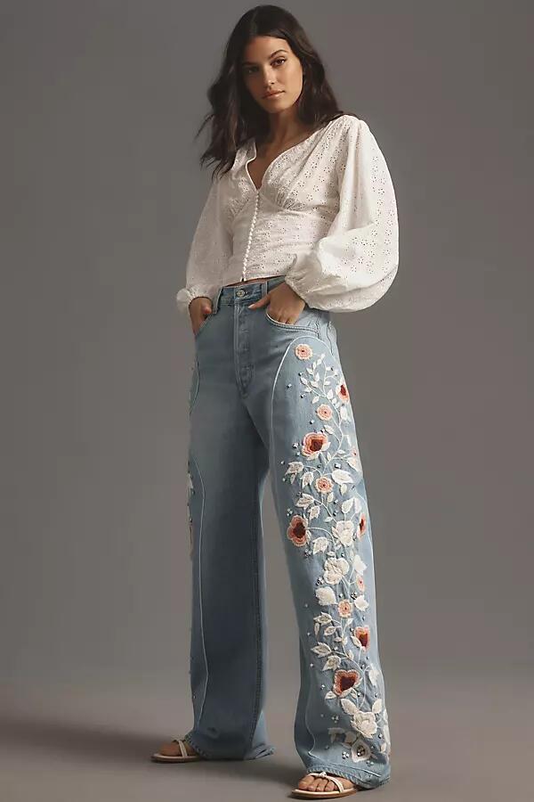 Citizens of Humanity Ayla Embroidered Baggy High-Rise Wide-Leg Jeans Cover