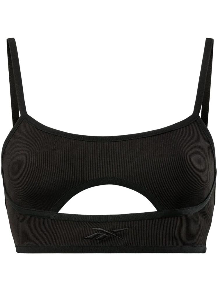 Reebok LTD logo-embroidered ribbed sports bra - Black Cover