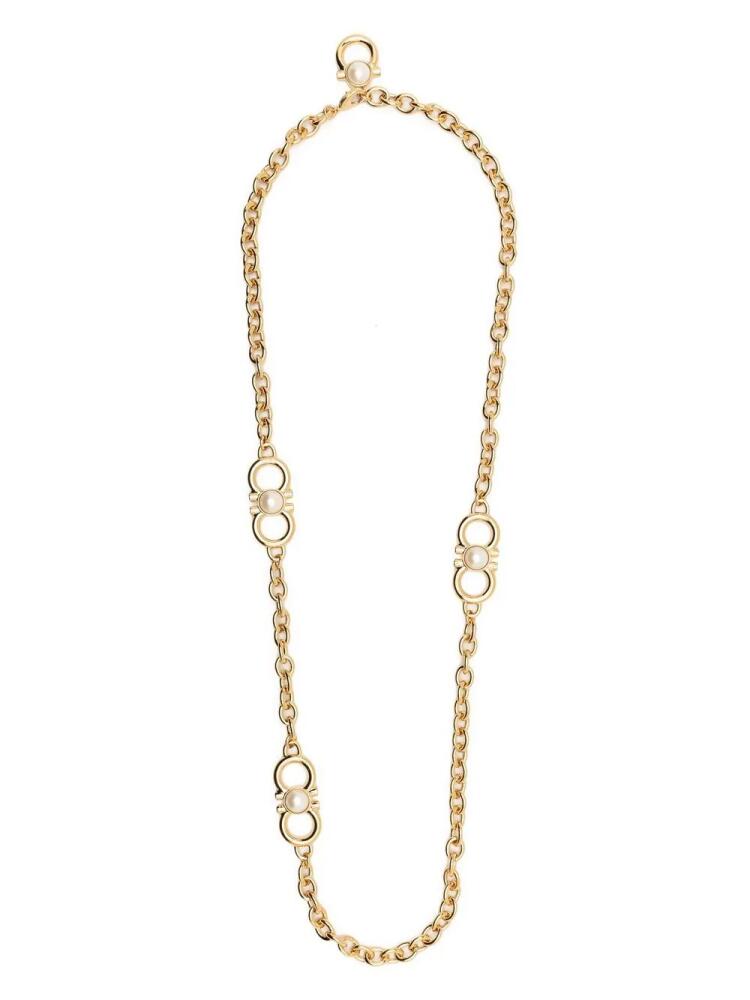 Ferragamo Gancini & pearl chain-link necklace - Gold Cover