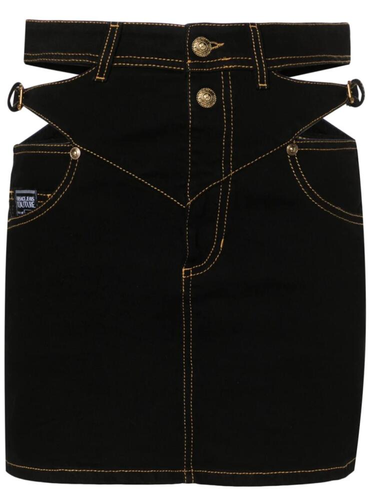 Versace Jeans Couture Baroque buckle denim mini skirt - Black Cover