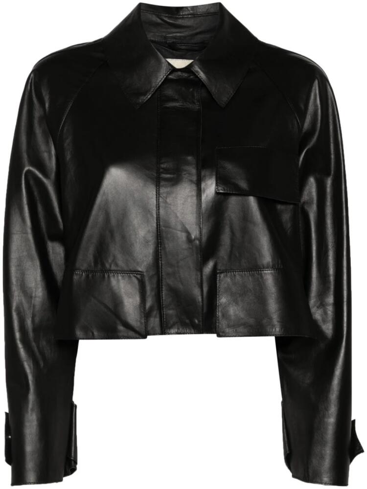 Tela cropped leather jacket - Black Cover