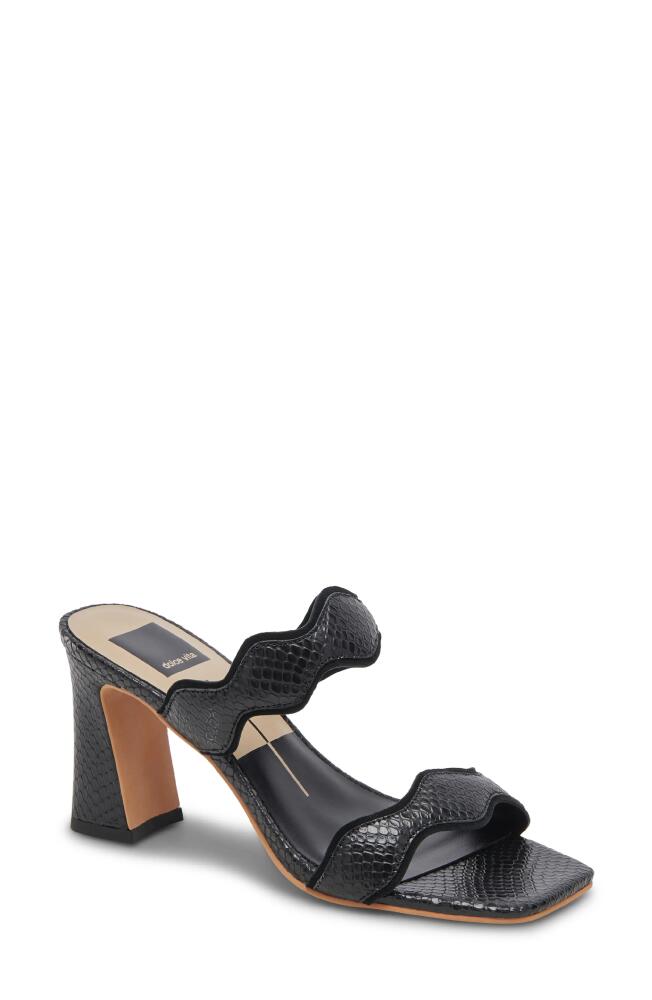 Dolce Vita Ilva Slide Sandal in Onyx Embossed Leather Cover