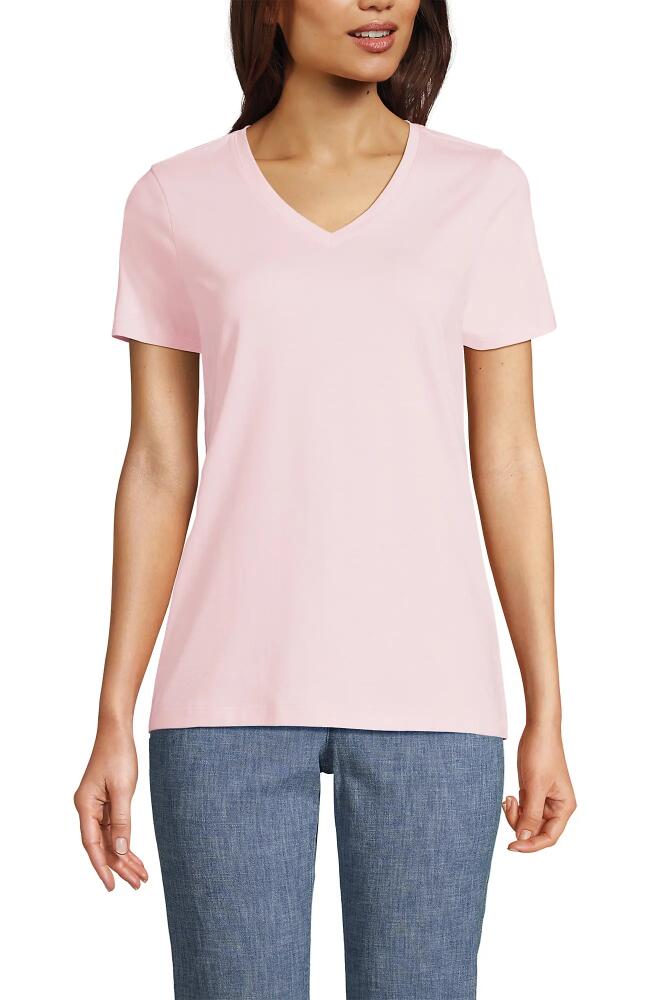 Lands' End Relaxed Supima Cotton V-Neck T-Shirt in Simply Pink Cover