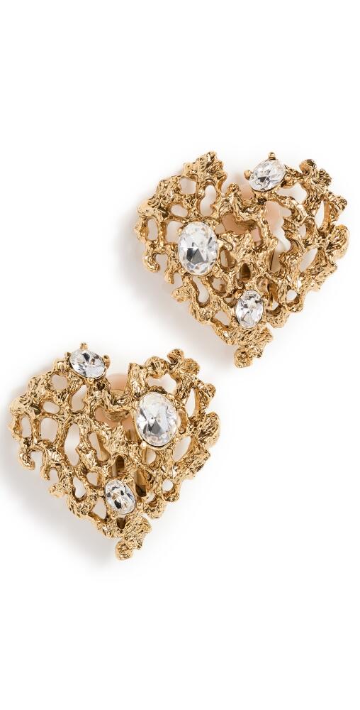 Oscar de la Renta Coral Heart Earrings Crystal Cover