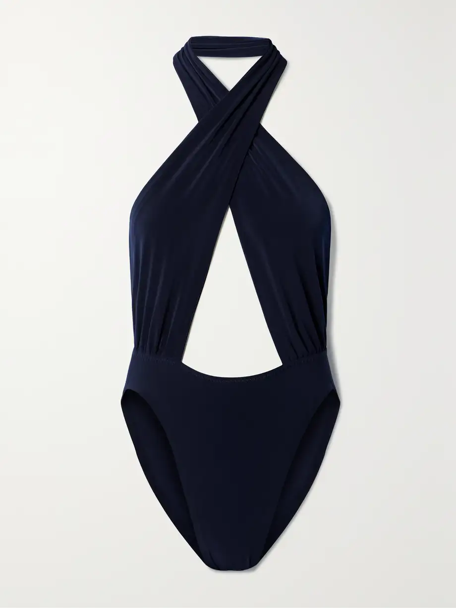 Norma Kamali - Cutout Halterneck Swimsuit - Blue Cover