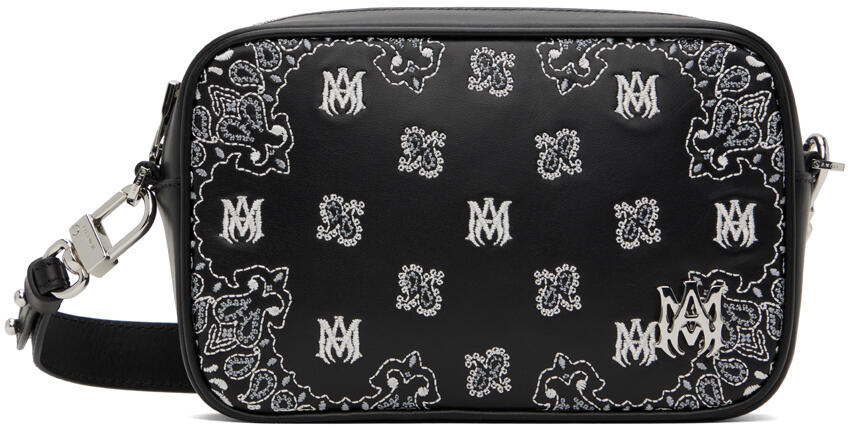 AMIRI Black Bandana Embroidered Camera Case Bag Cover