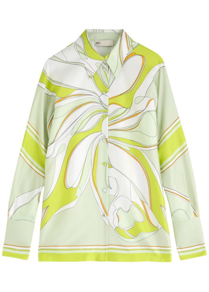 Tory Burch Printed Silk-satin Shirt - Green Cover