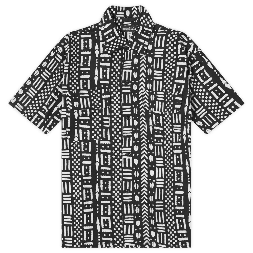 Monitaly Men's 50's Milano Shirt in African Wax Block Print Oscar Cover