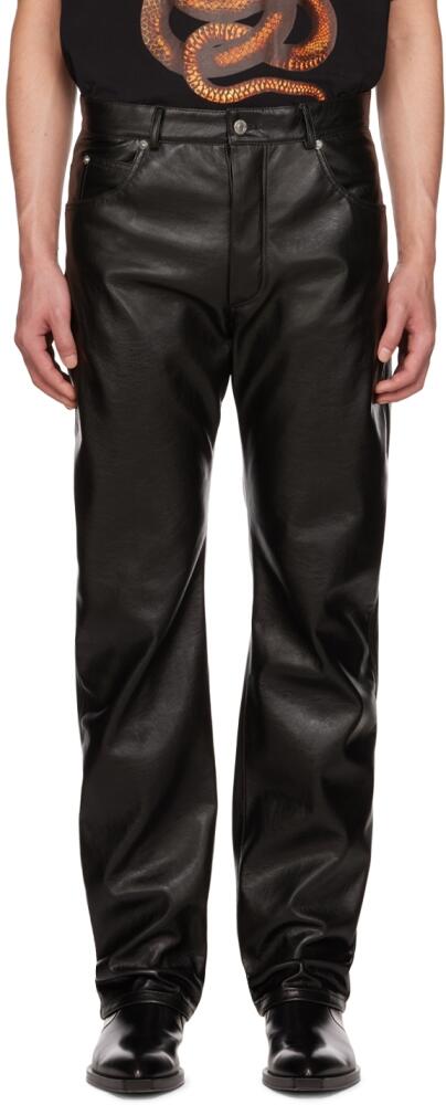 LU'U DAN Black Straight-Leg Faux-Leather Trousers Cover