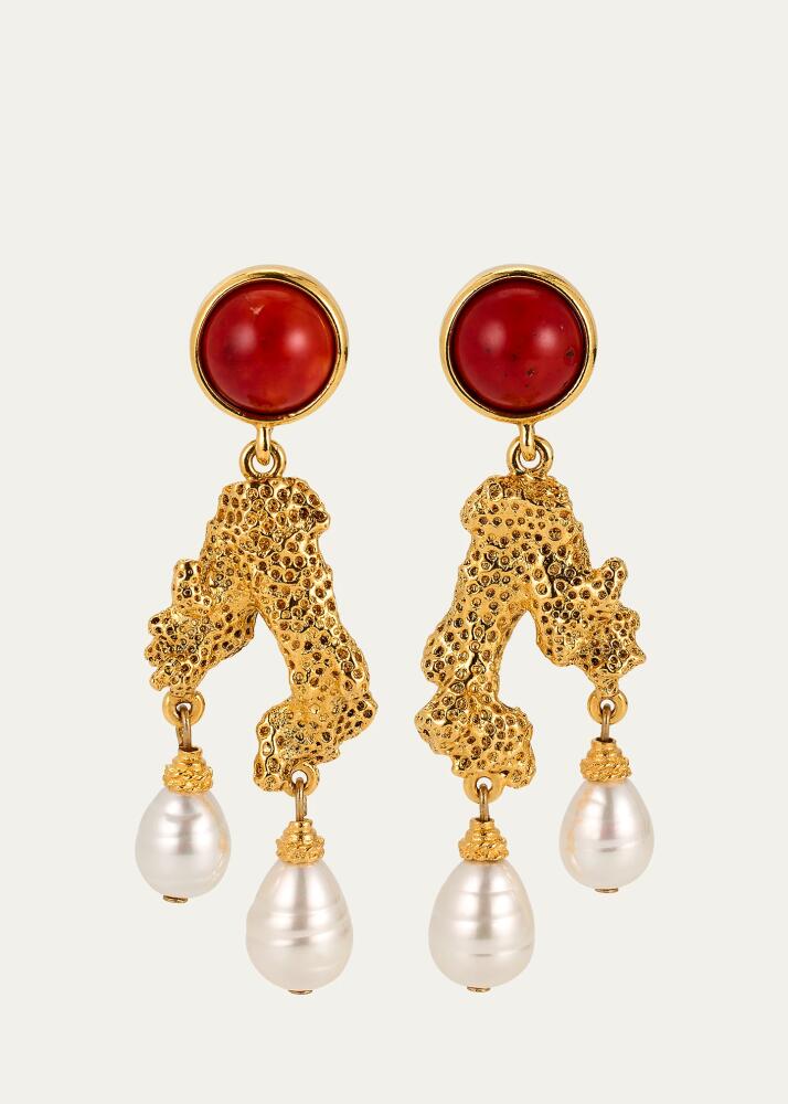 Ben-Amun Coral Post Earrings with Pearly Drops Cover