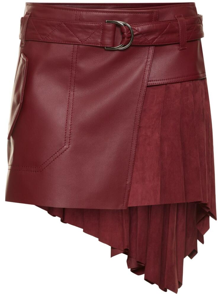 FERRARI Leather & Suede Pleated Mini Skirt Cover