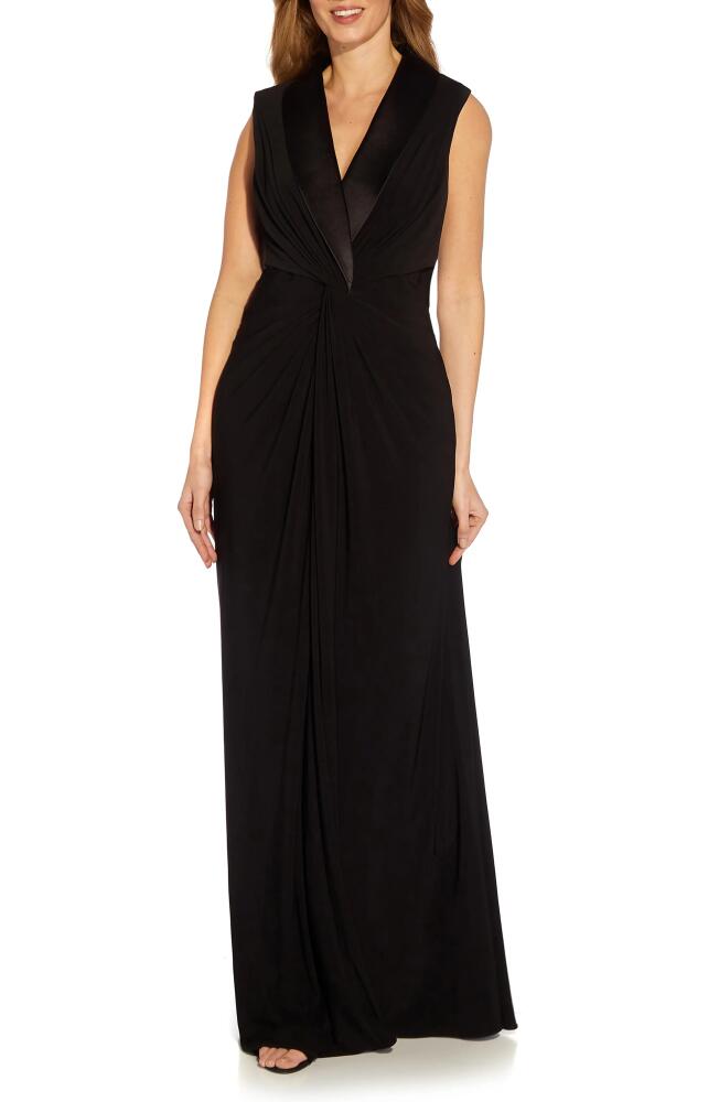 Adrianna Papell Tuxedo Matte Jersey Gown in Black Cover