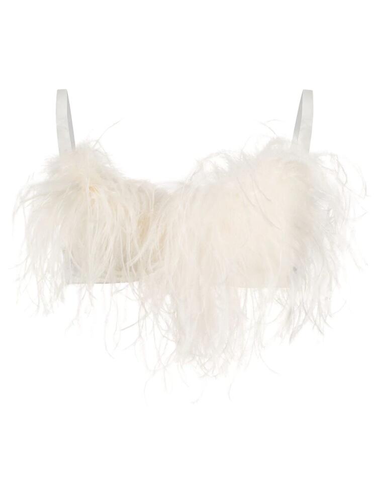 Gilda & Pearl feather-detail Esme bra - White Cover