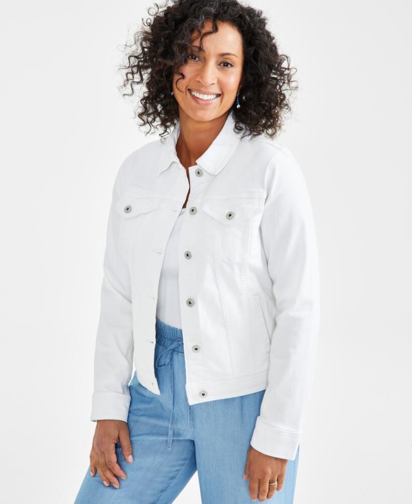 Style & Co Women's Classic Denim Jacket, Created for Macy's - Bright White Cover