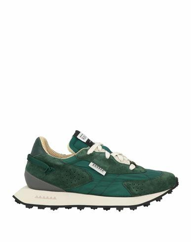 Run Of Man Sneakers Green Leather, Textile fibers Cover