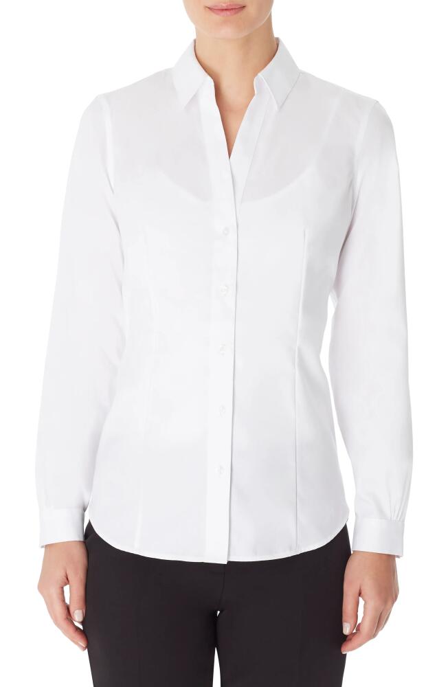 Jones New York Solid Button-Up Cotton Shirt in White Cover