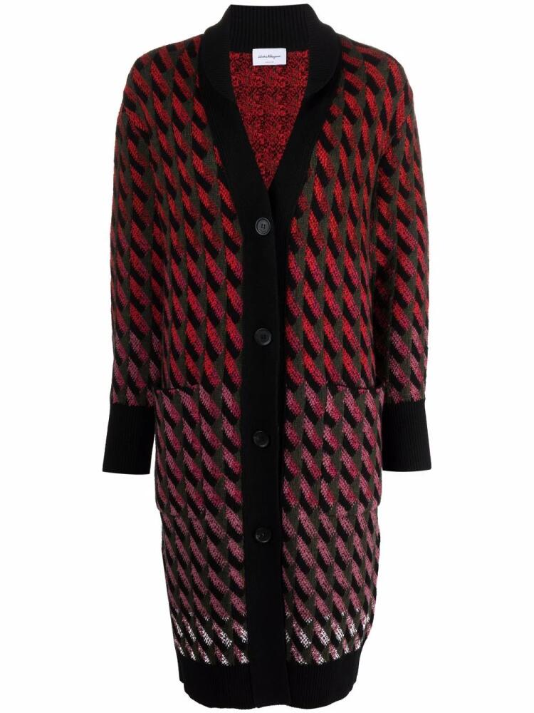 Ferragamo intarsia-knit cardi-coat - Red Cover