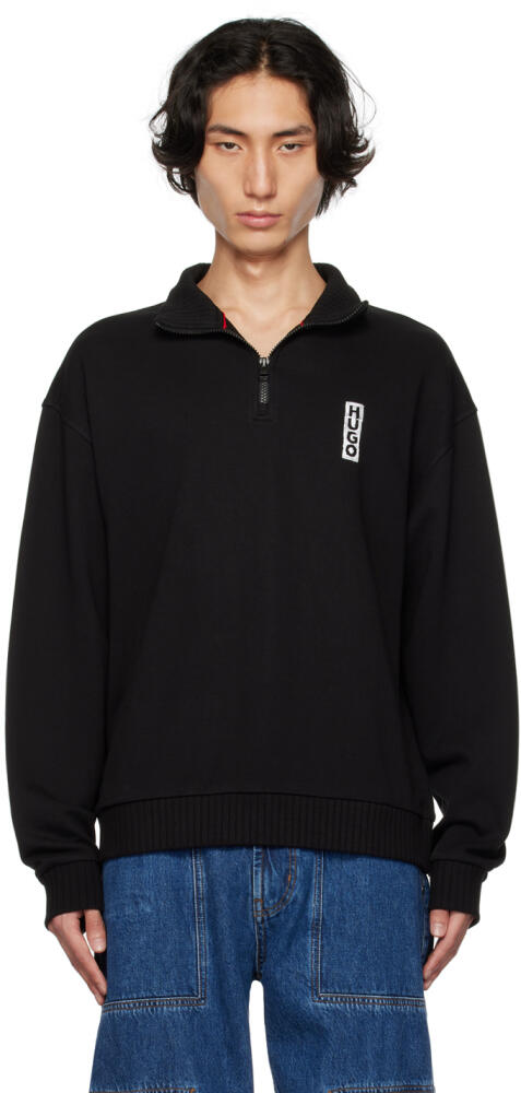 Hugo Black Half-Zip Sweater Cover