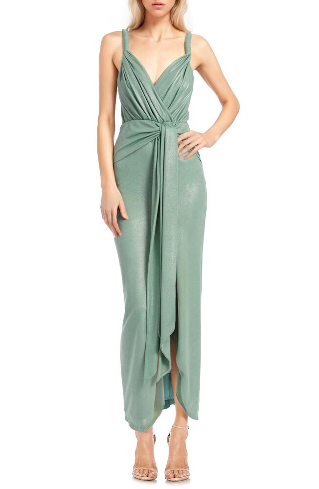 Jewel Badgley Mischka Metallic Liquid Jersey Gown in Seafoam Cover