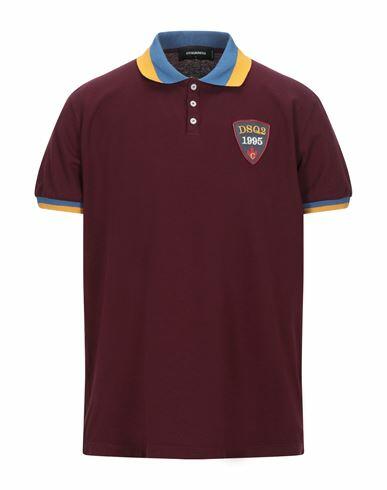 Dsquared2 Man Polo shirt Burgundy Cotton, Polyester, Elastane Cover