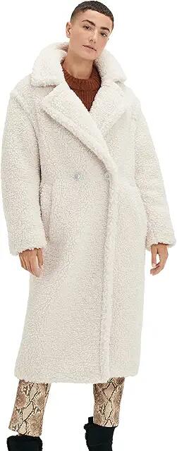 UGG Gertrude Long Teddy Coat (Winter White) Women's Coat Cover