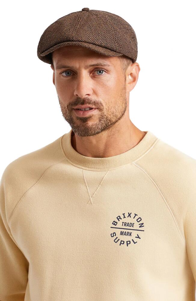 Brixton Brood Driving Cap in Brown/khaki Cover