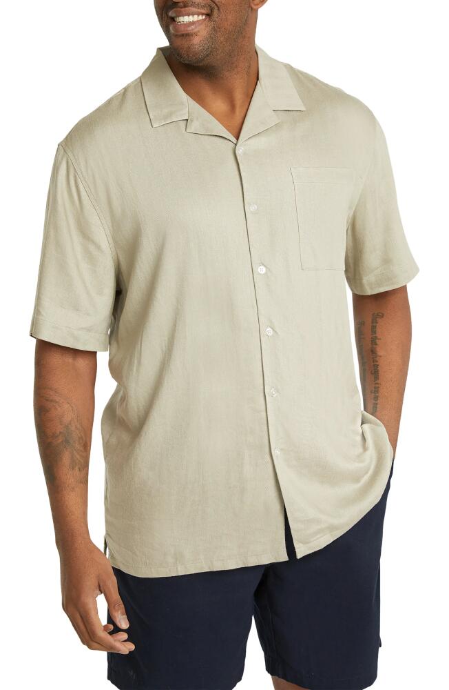 Johnny Bigg Casper Relaxed Fit Herringbone Camp Shirt in Sage Cover