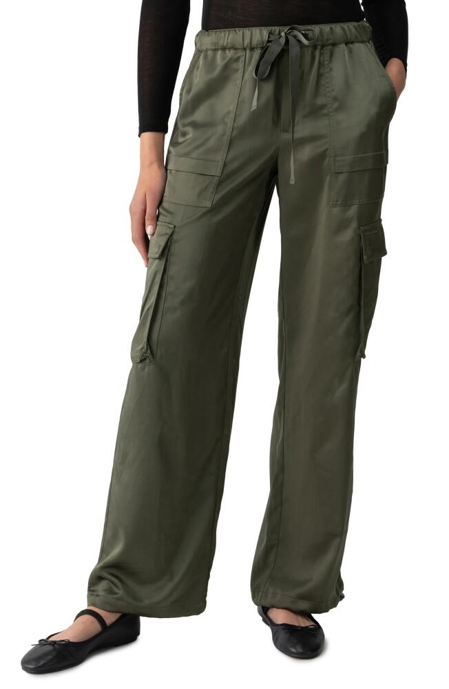 Sanctuary Satin Cargo Parachute Pants in Dark Olive Cover