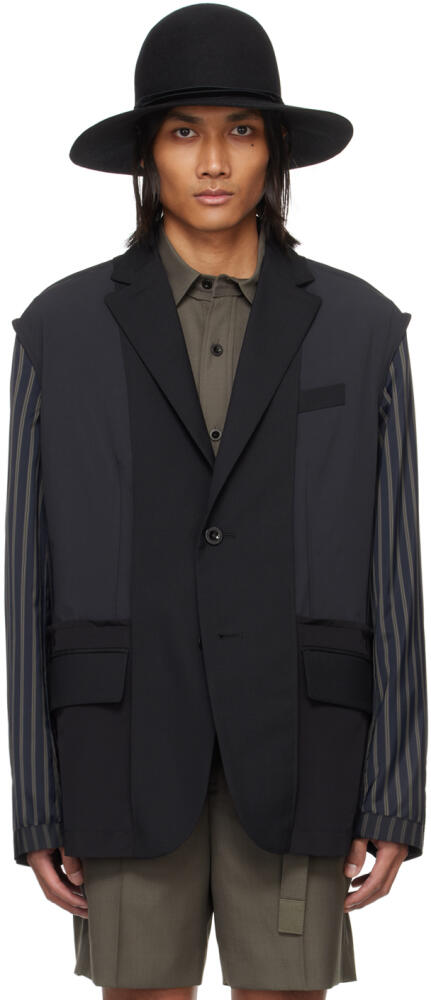 sacai Black Paneled Blazer Cover